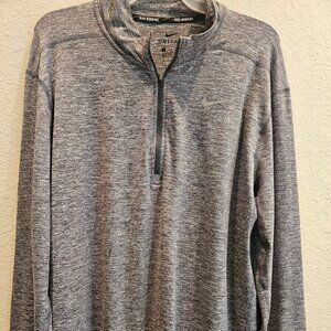 Nike Classic grey quarter zip running dri fit Long sleeve thumb holes Gym L